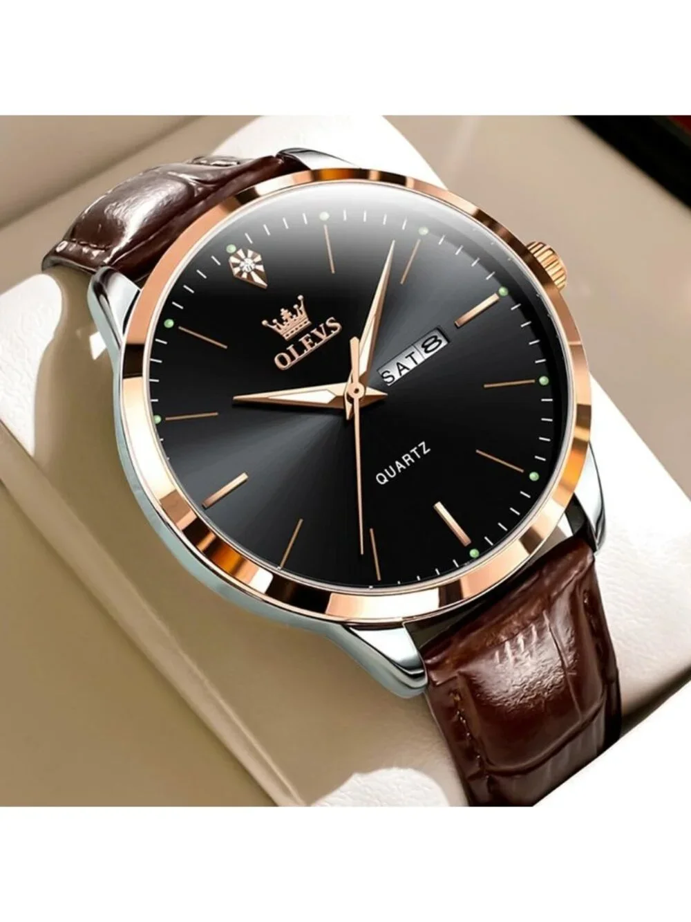 Men's Black Classic Analog Casual Luxury Leather Band Quartz Date Wrist Watch